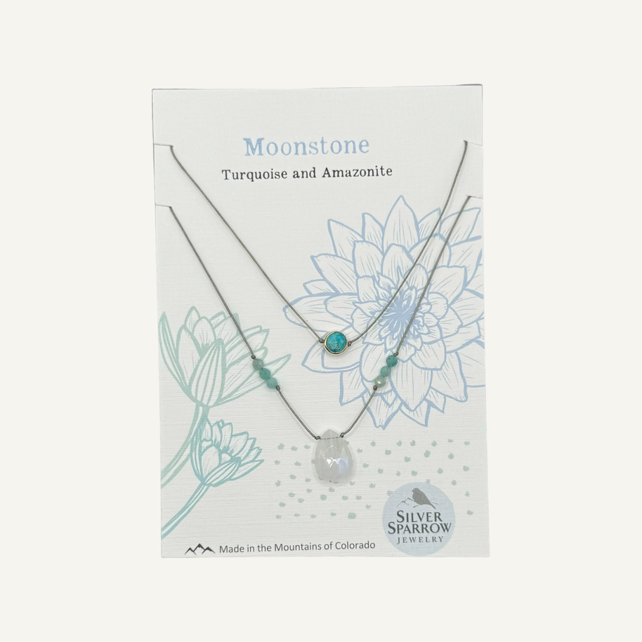 Moonstone with Turquoise Silver Duo Set