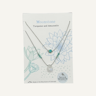 Moonstone with Turquoise Silver Duo Set