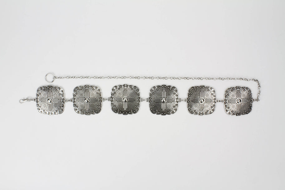 Women’s Medallion Chain Belt with Cross Design