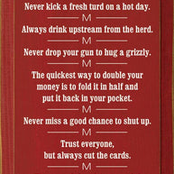Cowboy Wisdom Vertical Wood Sign