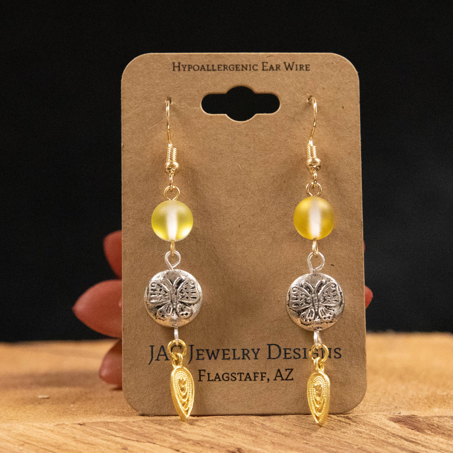 Mixed Metal Butterfly Earrings