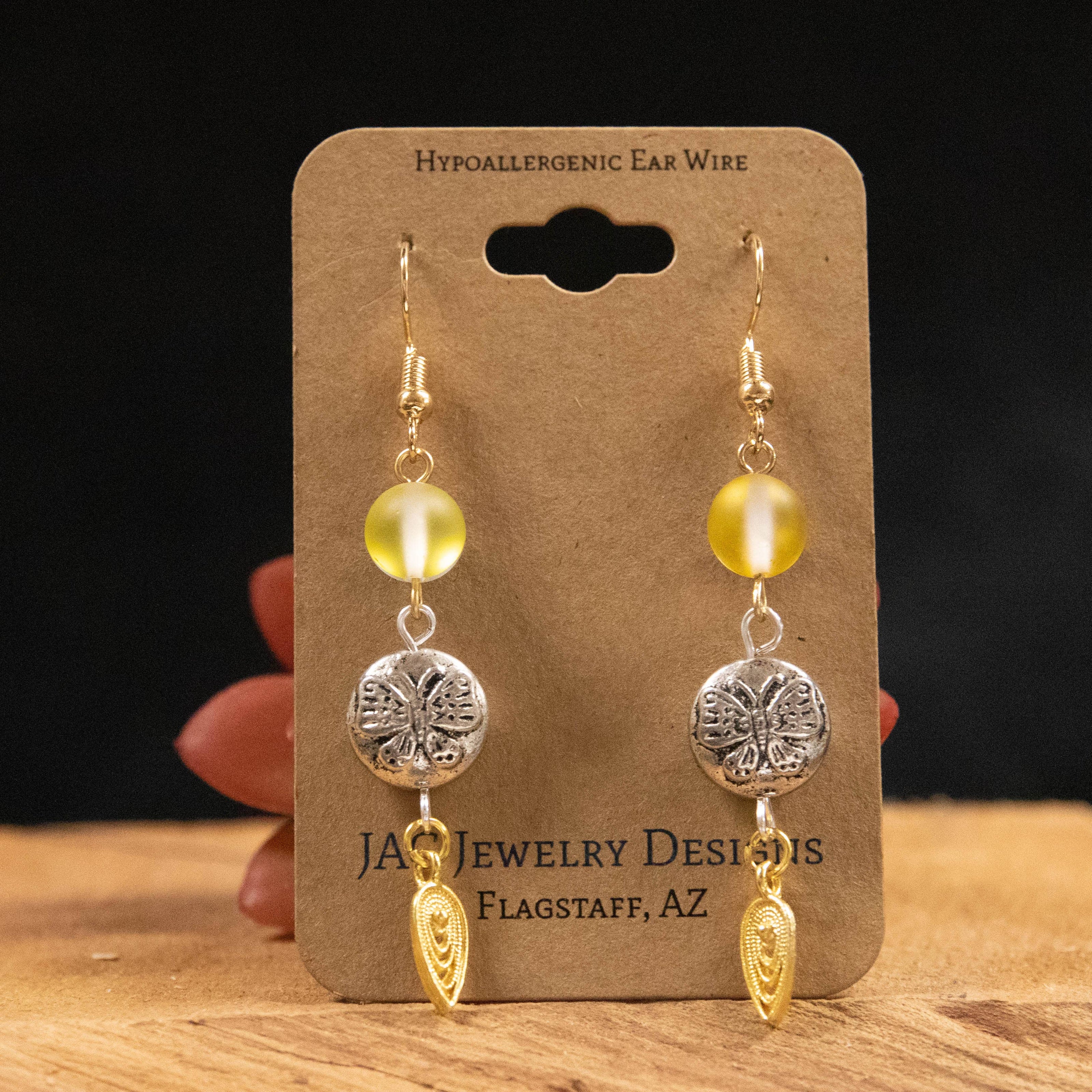 Mixed Metal Butterfly Earrings