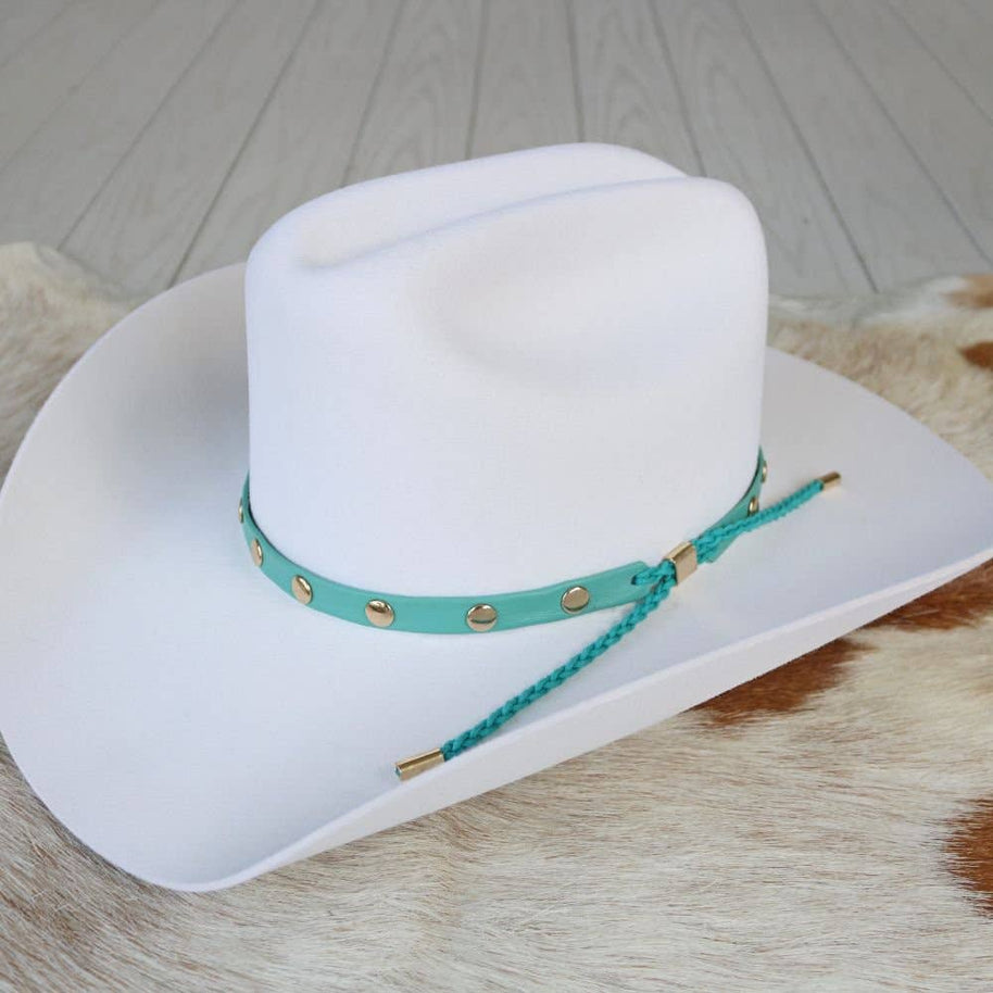 Turquoise Studded Goat Leather Hat Band