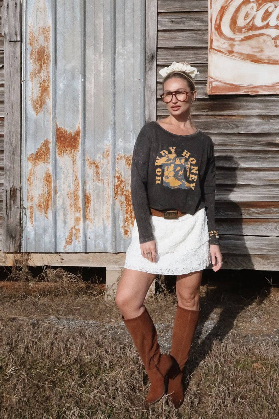 Howdy Honey Long Sleeve Crop Top
