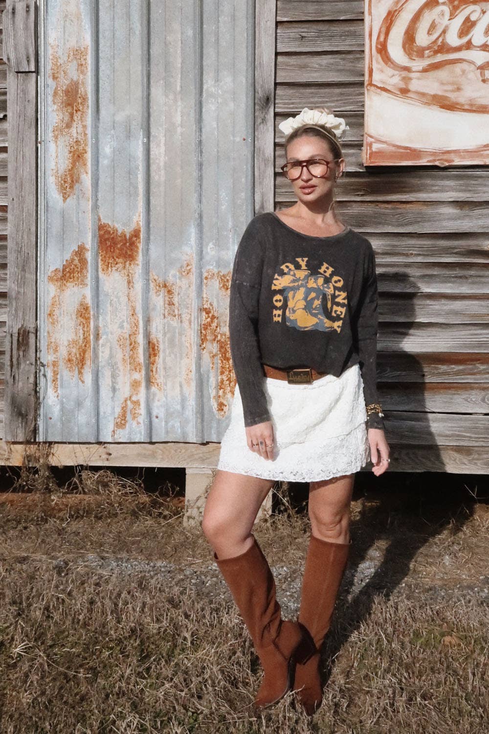 Howdy Honey Long Sleeve Crop Top