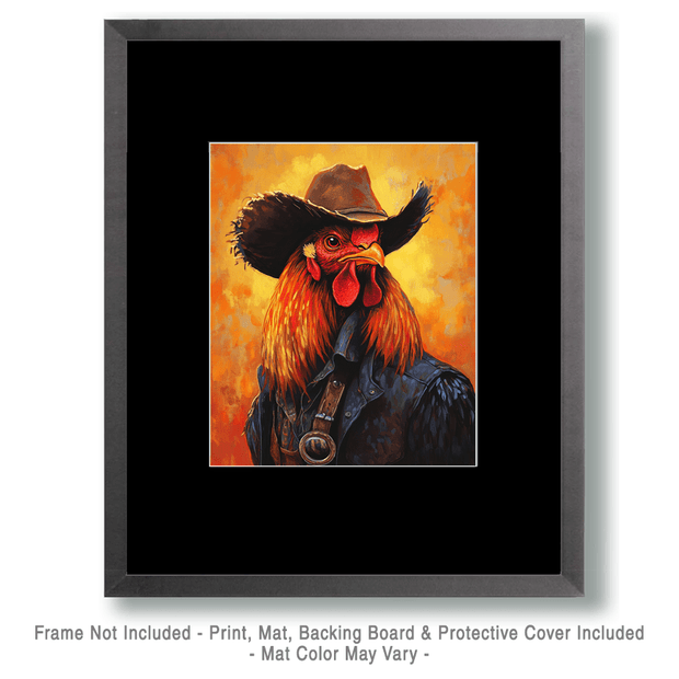 Cowboy Chicken - Anthropomorphic Wall Art Prints