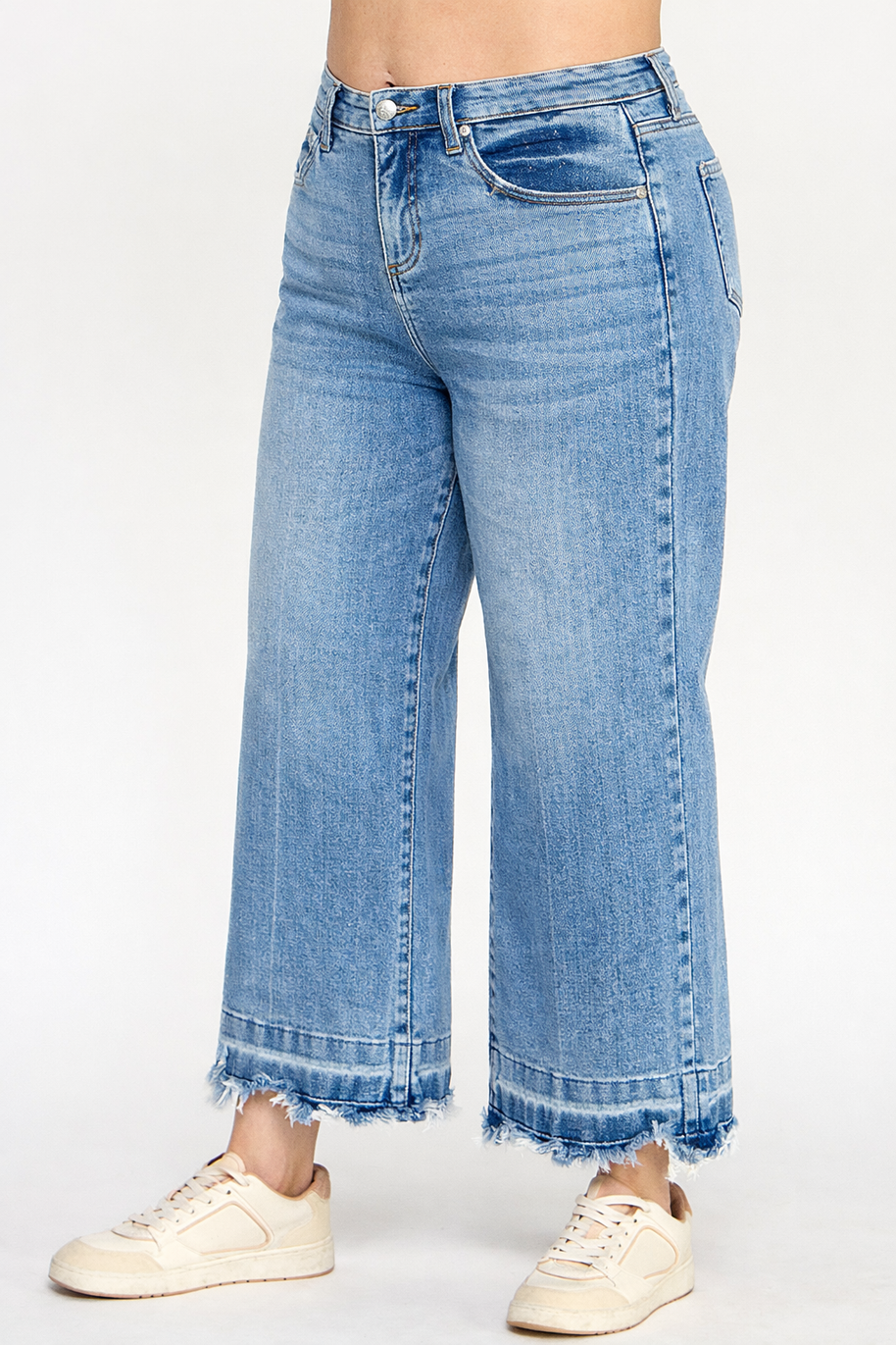 Tummy Control Crop Jeans with Released Hem, 1X-3X
