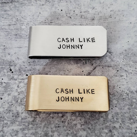 CASH LIKE JOHNNY Money Clip, Brass