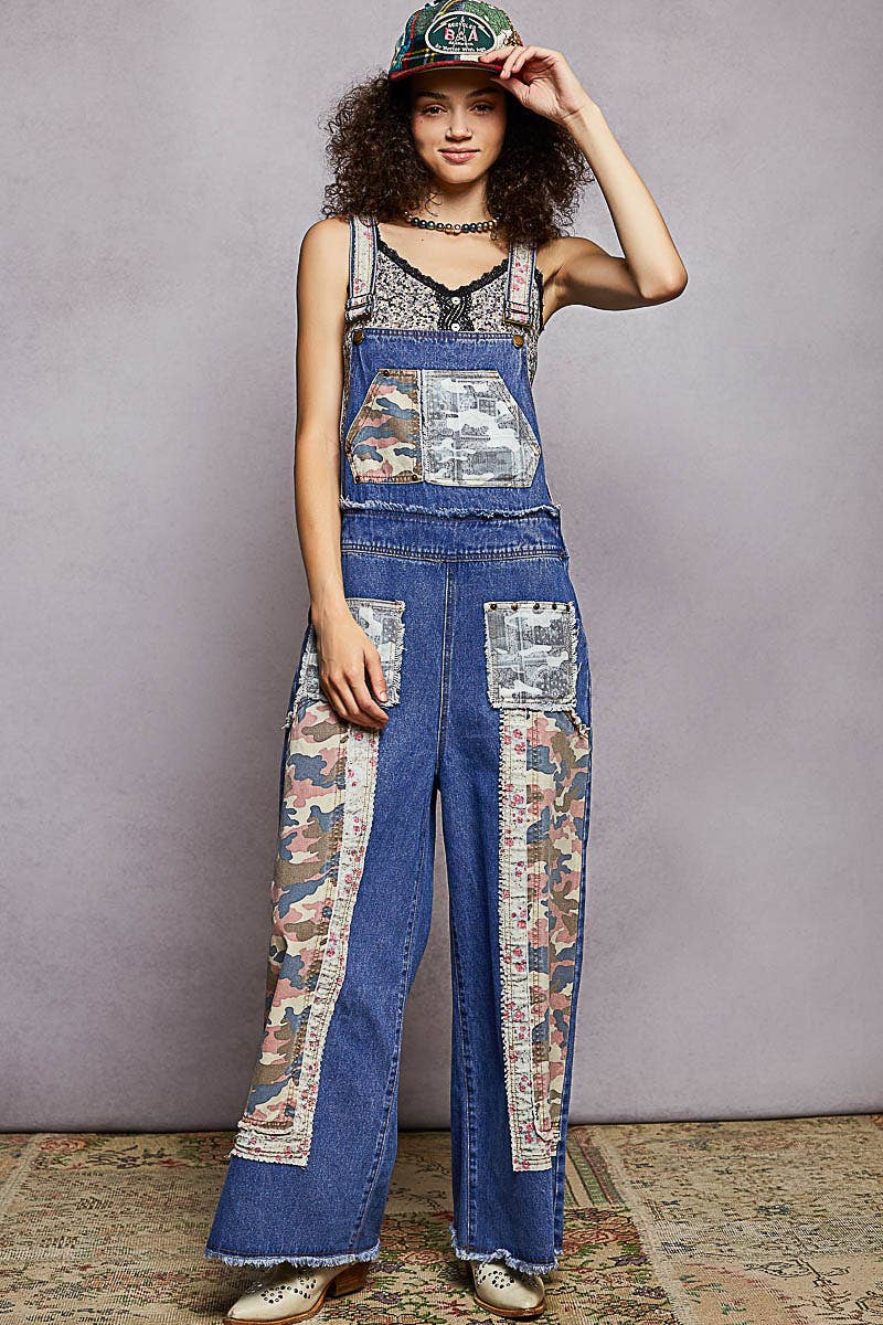 Patchwork & Studs Overalls