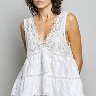 Deep V-Neck Lace Top