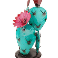 Blooming Metal Prickly Cactus Yard Art