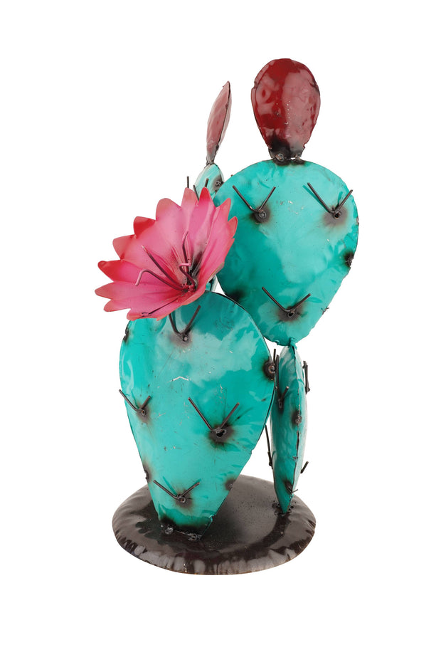 Blooming Metal Prickly Cactus Yard Art