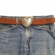 Heart Buckle Suede Belt