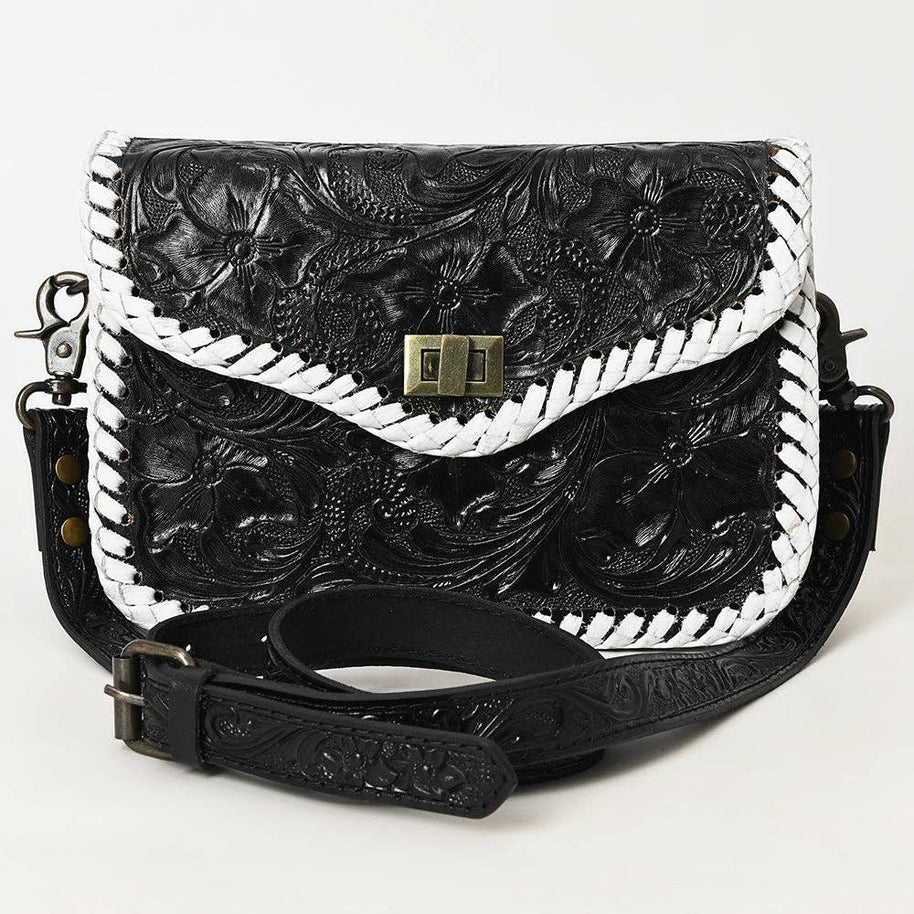 Black & White Tooled Leather Purse