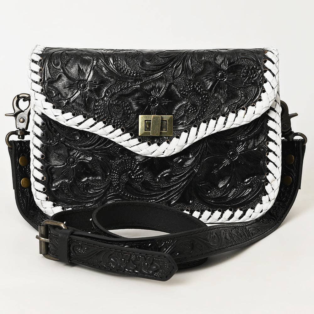 Black & White Tooled Leather Purse