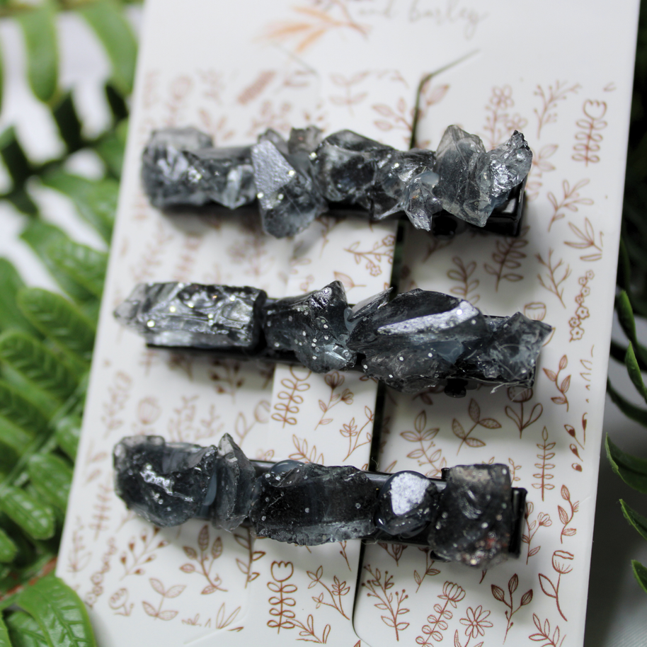 Handmade Black Crystal Hat Clip