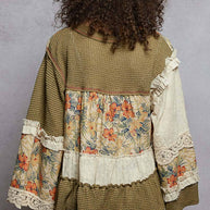 Long sleeve patchwork ruffle top