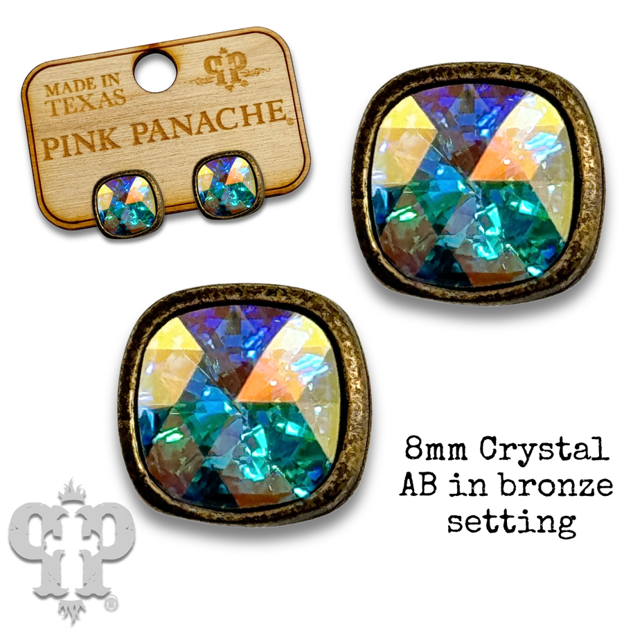 Square 8mm Swarovski® crystal post earrings