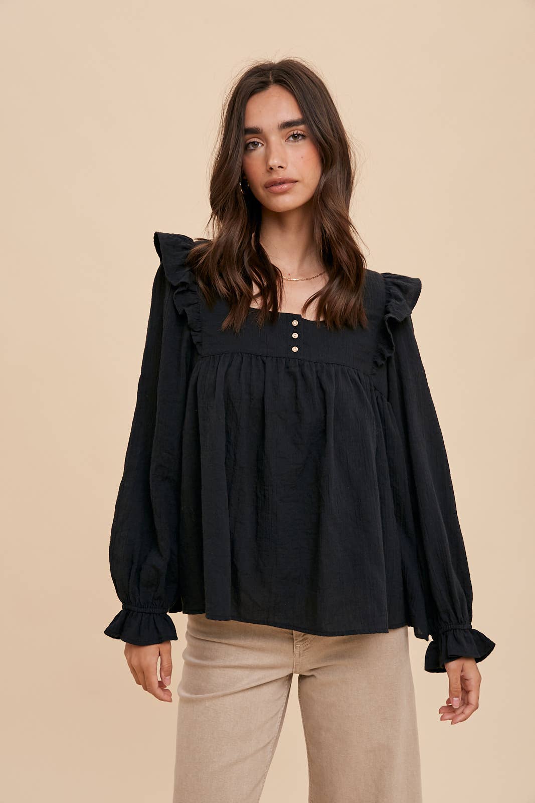 Tie-Back Ruffle Shirt