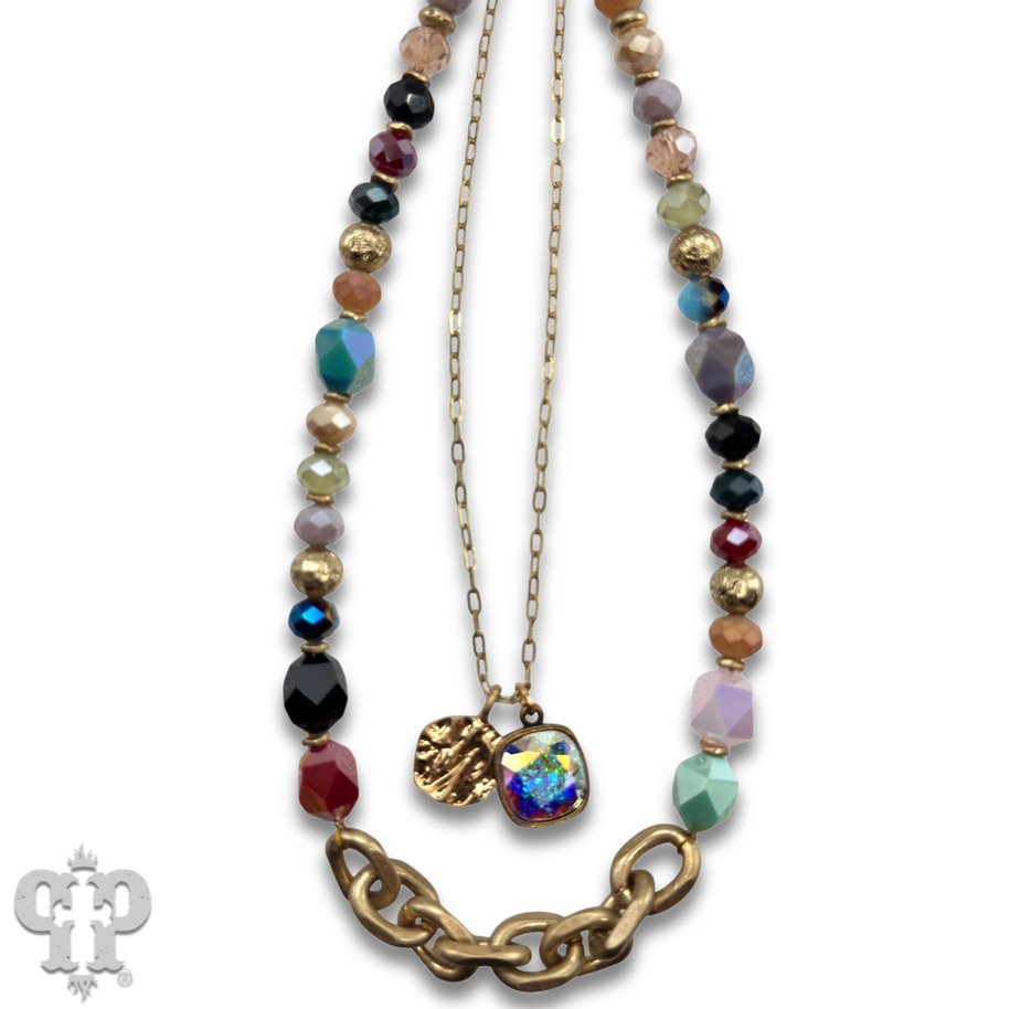 Swarovski® crystals double strand bead choker
