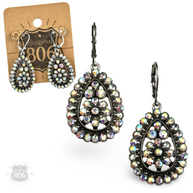 Stone studded teardrop earrings