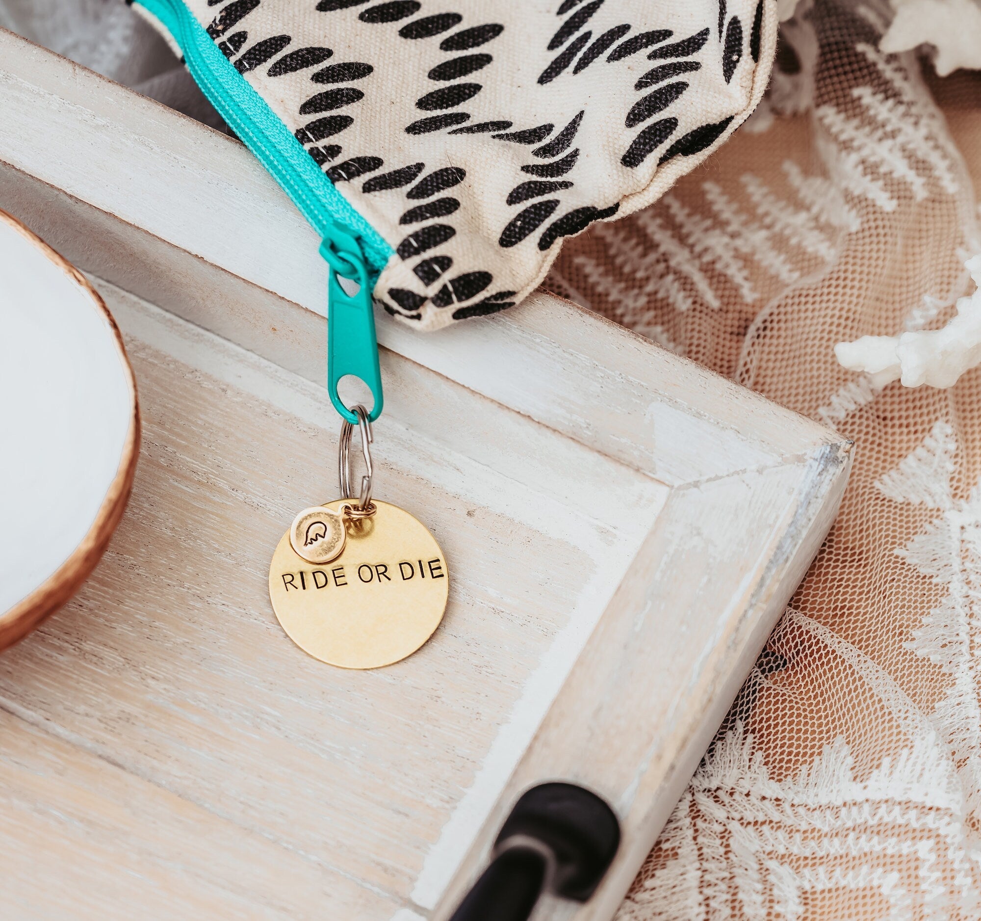 Ride Safe Love You Brass Keychain