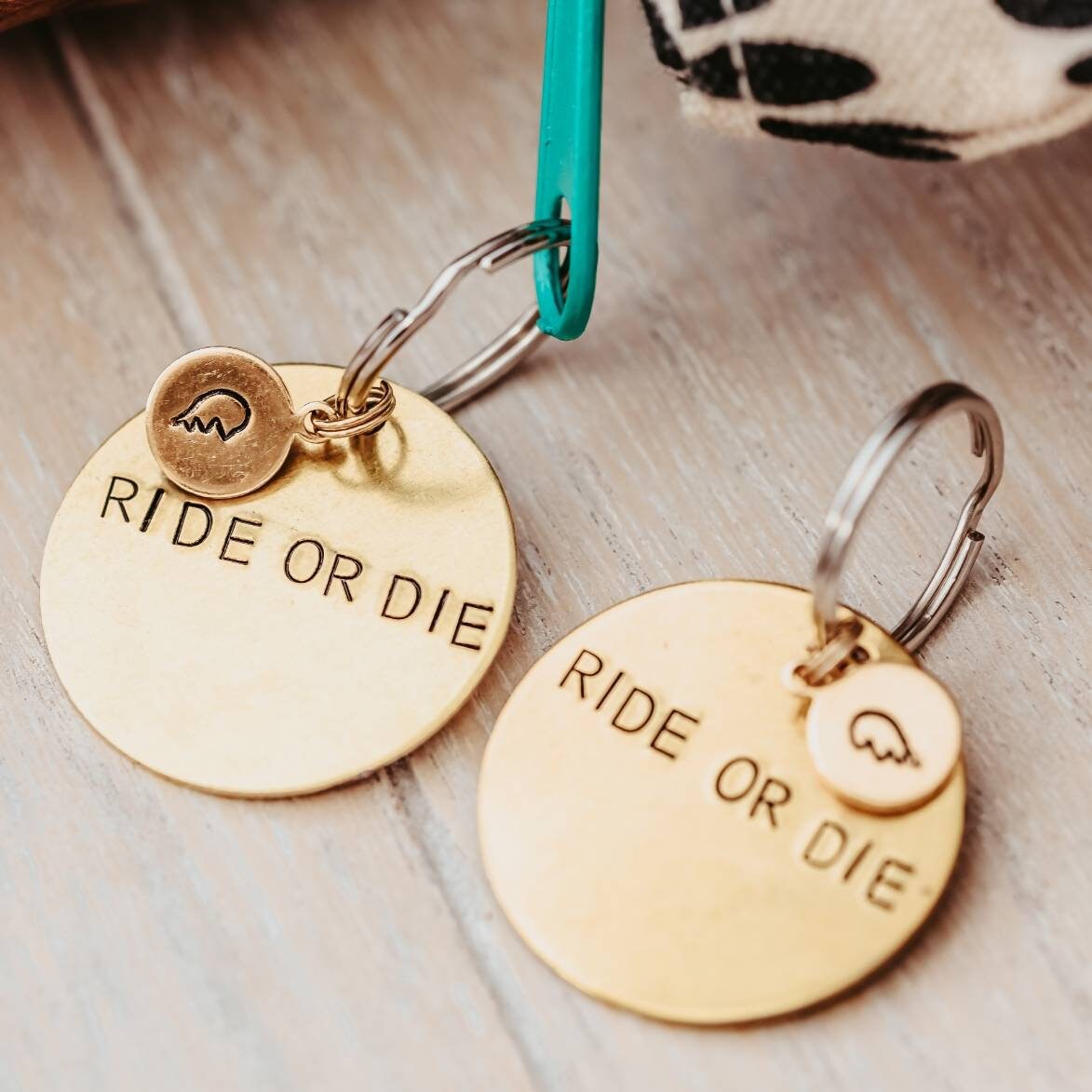 Ride Safe Love You Brass Keychain
