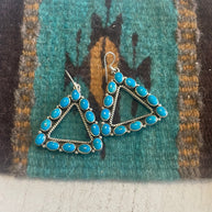 Beautiful Handmade Sleeping Beauty Turquoise Triangle Wire Dangle Earrings By Dan Dodson