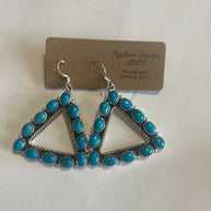 Beautiful Handmade Sleeping Beauty Turquoise Triangle Wire Dangle Earrings By Dan Dodson