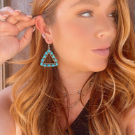 Beautiful Handmade Sleeping Beauty Turquoise Triangle Wire Dangle Earrings By Dan Dodson