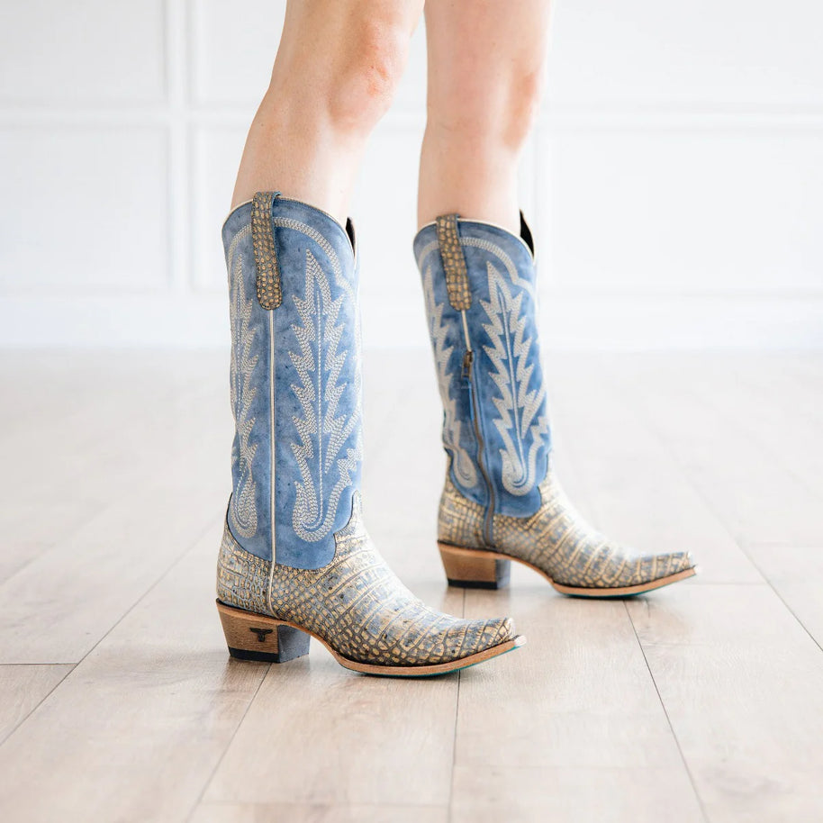 LANE Boots, Gilded Denim Skylight