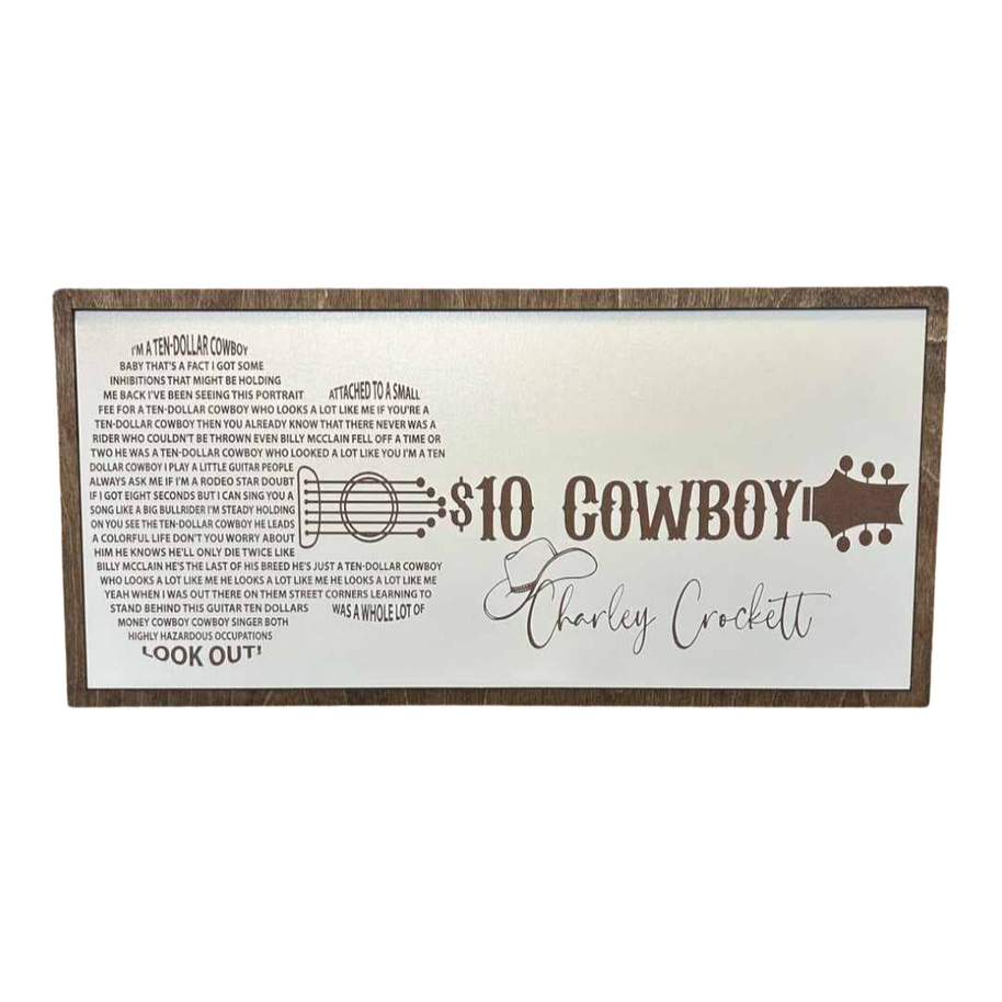 Handmade Charley Crockett $10 Cowboy Lyrics Sign