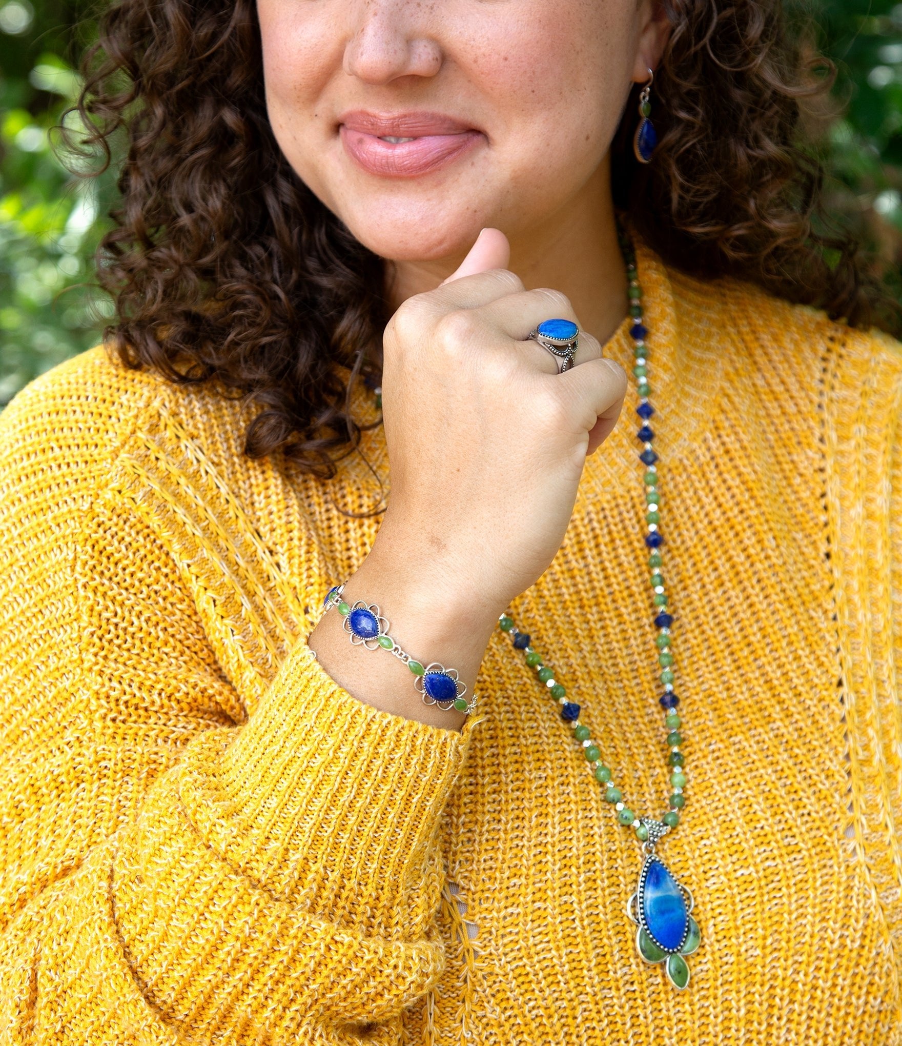 Oxford Lapis and Jade Bracelet