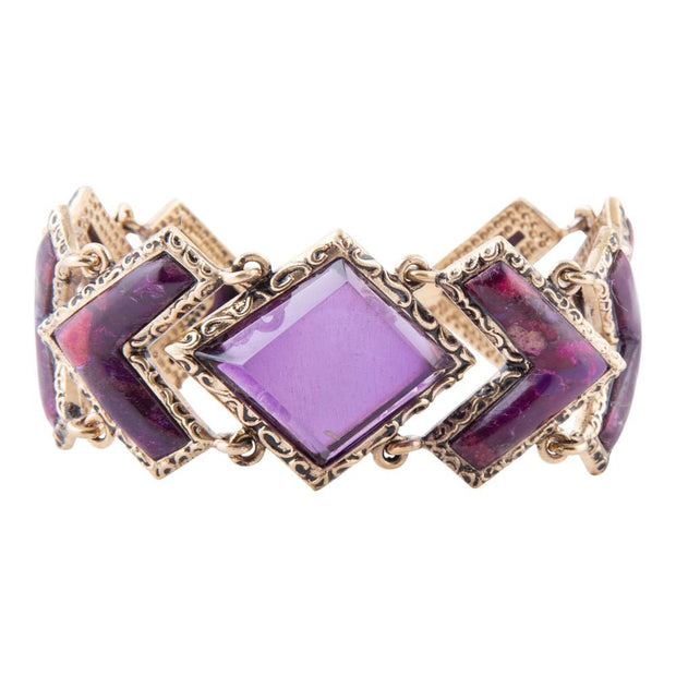 Pointedly Purple Turquoise Golden Link Bracelet