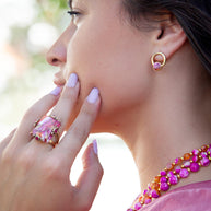 Prismatic Pink Spiny Oyster Matrix Statement Ring