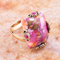 Prismatic Pink Spiny Oyster Matrix Statement Ring