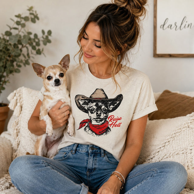 Raise Hell Cowboy Chihuahua T-Shirt