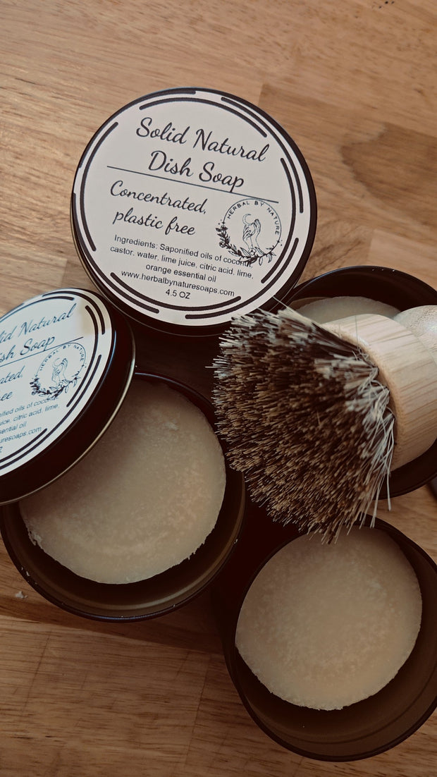 Solid natural dish soap