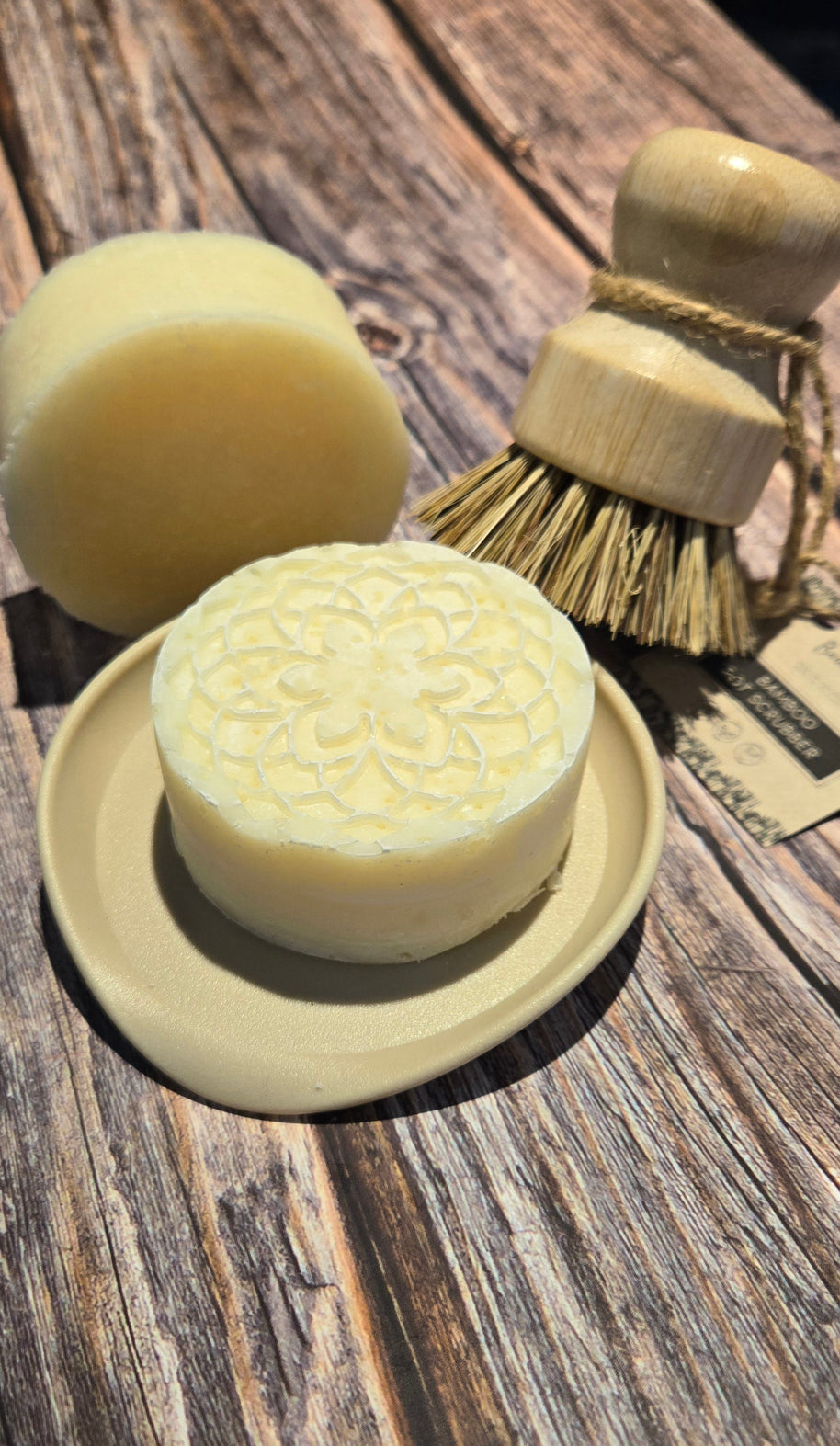 Solid natural dish soap