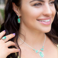 Shielded Lime Greeen Turquoise and Sterling SIlver Necklace