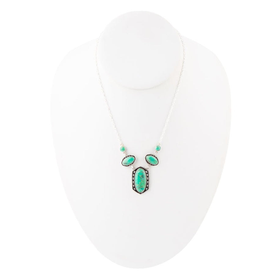 Shielded Lime Greeen Turquoise and Sterling SIlver Necklace