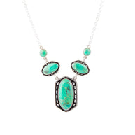 Shielded Lime Greeen Turquoise and Sterling SIlver Necklace