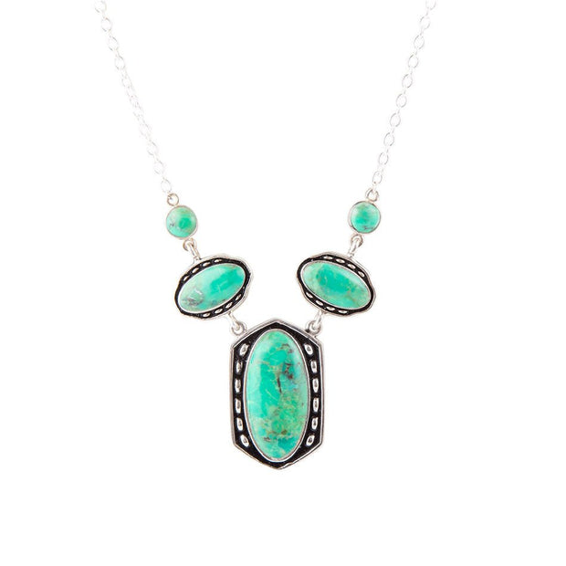 Shielded Lime Greeen Turquoise and Sterling SIlver Necklace