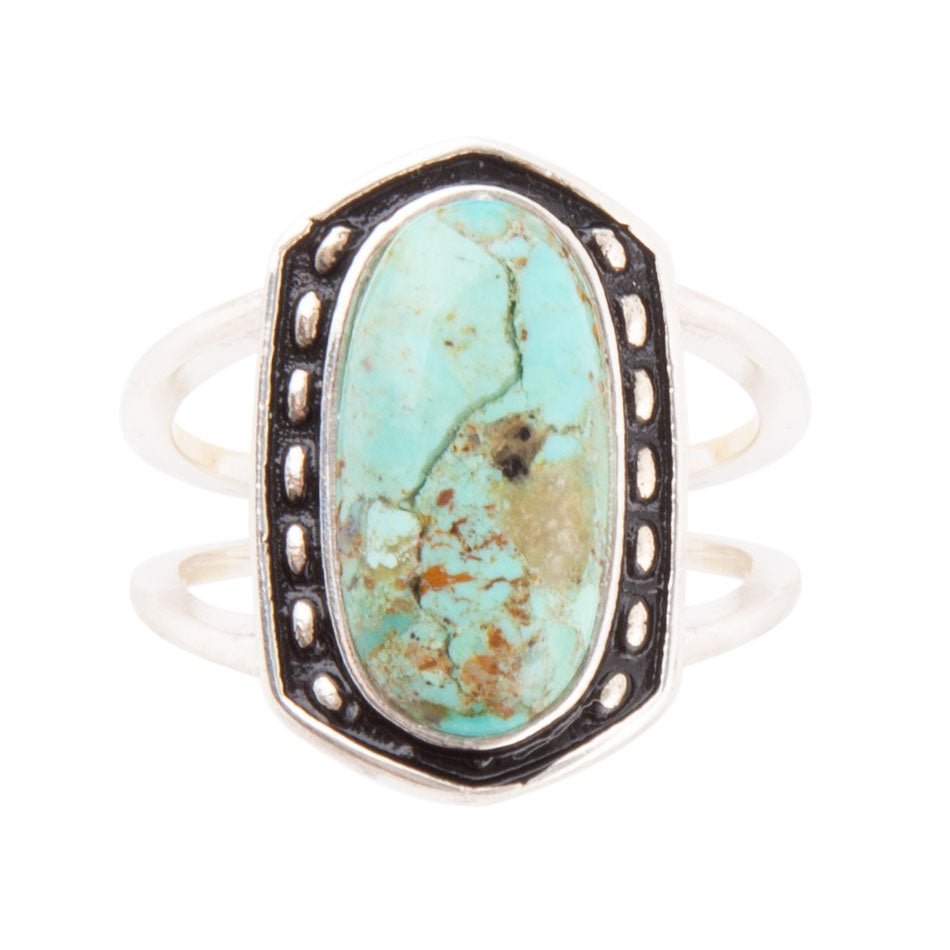 Shielded Blue Turquoise and Sterling Silver Ring