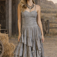 Silver Crinkle Maxi Dress