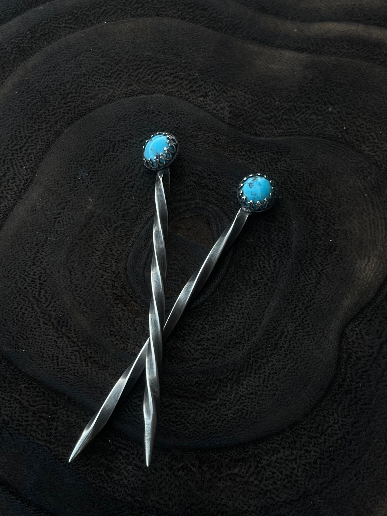 Turquoise Sterling Silver Cowboy Toothpick - Hat Pin