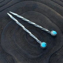 Turquoise Sterling Silver Cowboy Toothpick - Hat Pin