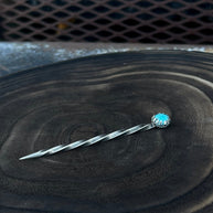 Turquoise Sterling Silver Cowboy Toothpick - Hat Pin