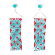 Turquoise Woven Seed Bead Earrings