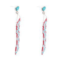 Turquoise Woven Seed Bead Earrings